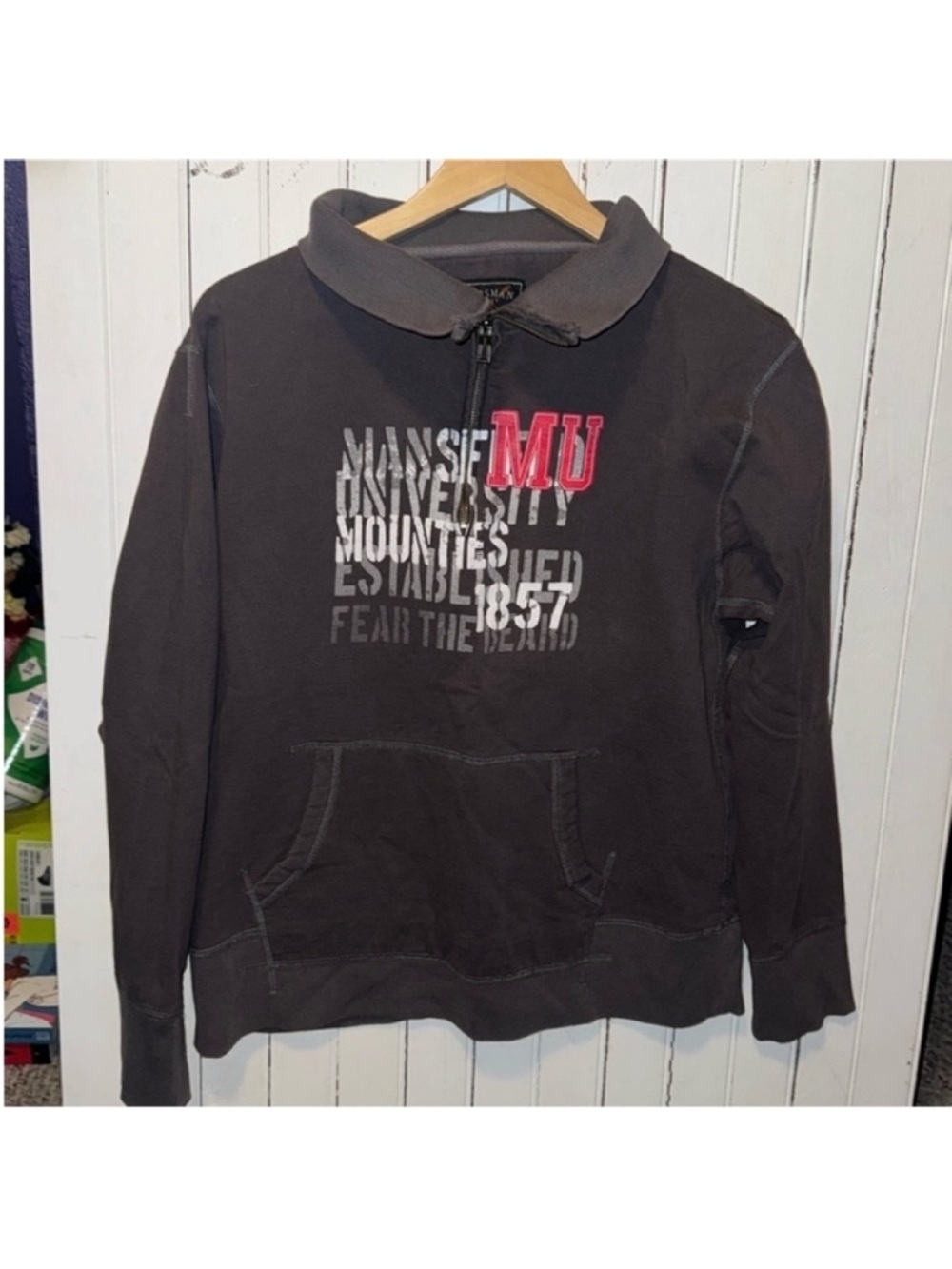 Oarsman Mansfield University 1/4 Zip Sweatshirt Grey Size L